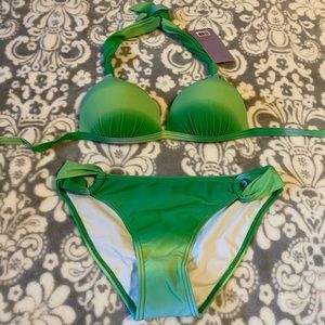 Push up bra green ombré bikini